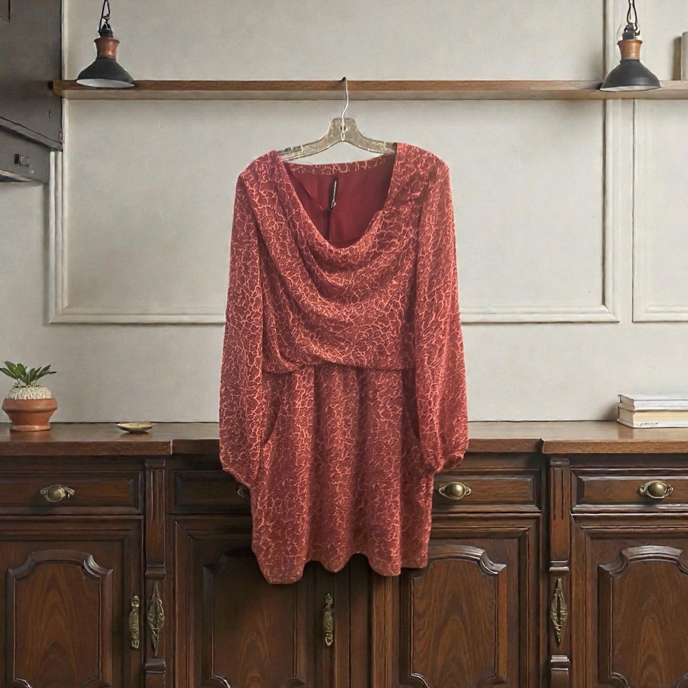 W118 by Walter Baker Brick Red Cowl Neck Dress